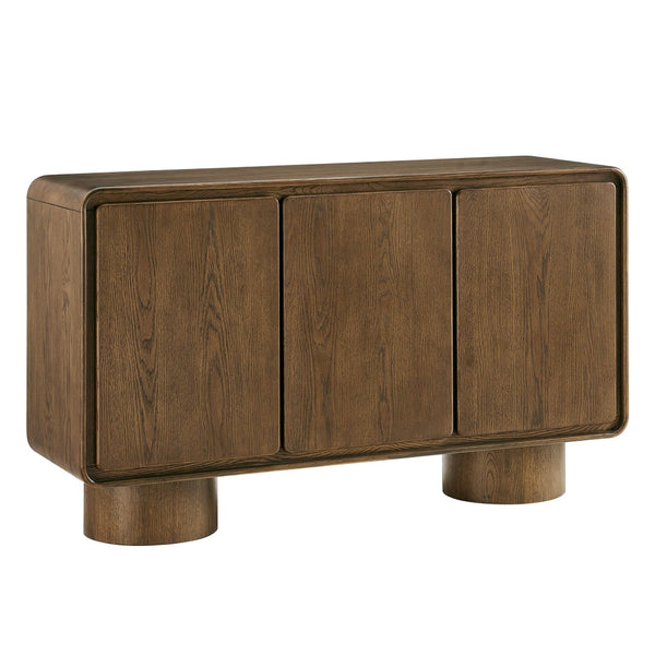 Modway Furniture Lumo Curved Wood Veneer Credenza with Push Open Doors for Modern Living Spaces EEI-7577-WAL
