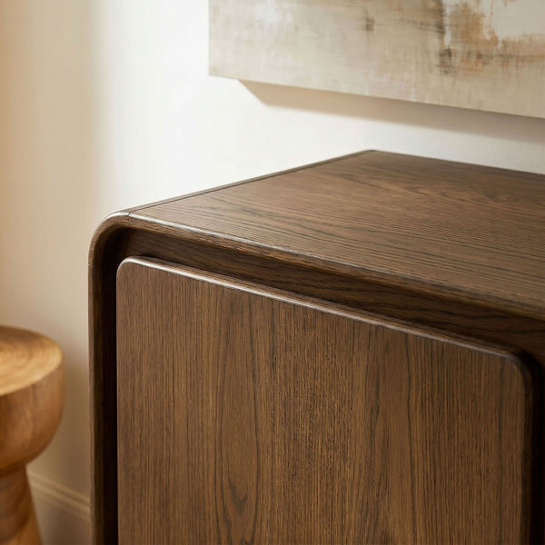 Modway Furniture Lumo Curved Wood Veneer Credenza with Push Open Doors for Modern Living Spaces EEI-7577-WAL
