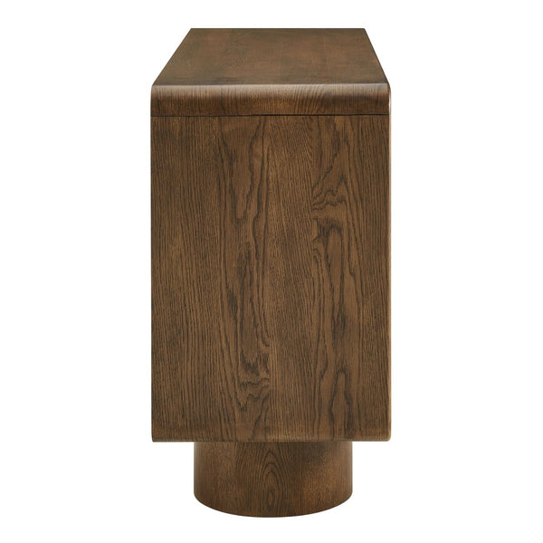 Modway Furniture Lumo Curved Wood Veneer Credenza with Push Open Doors for Modern Living Spaces EEI-7577-WAL