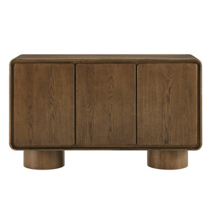Modway Furniture Lumo Curved Wood Veneer Credenza with Push Open Doors for Modern Living Spaces EEI-7577-WAL