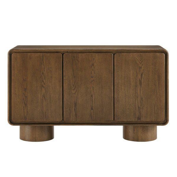 Modway Furniture Lumo Curved Wood Veneer Credenza with Push Open Doors for Modern Living Spaces EEI-7577-WAL