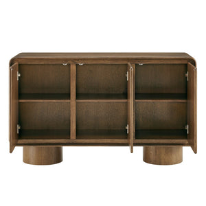 Modway Furniture Lumo Curved Wood Veneer Credenza with Push Open Doors for Modern Living Spaces EEI-7577-WAL