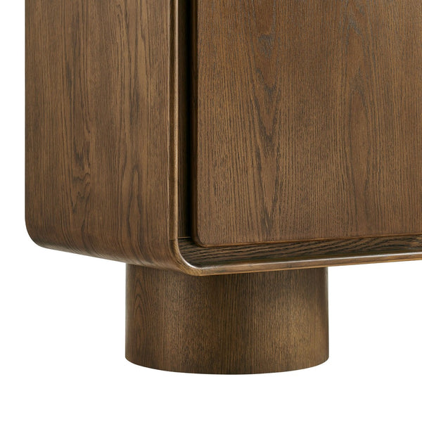 Modway Furniture Lumo Curved Wood Veneer Credenza with Push Open Doors for Modern Living Spaces EEI-7577-WAL