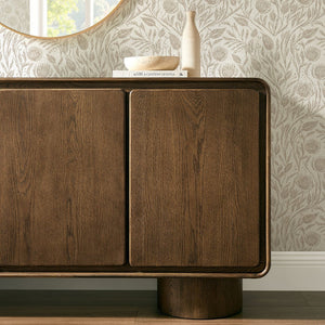 Modway Furniture Lumo Curved Wood Veneer Credenza with Push Open Doors for Modern Living Spaces EEI-7577-WAL