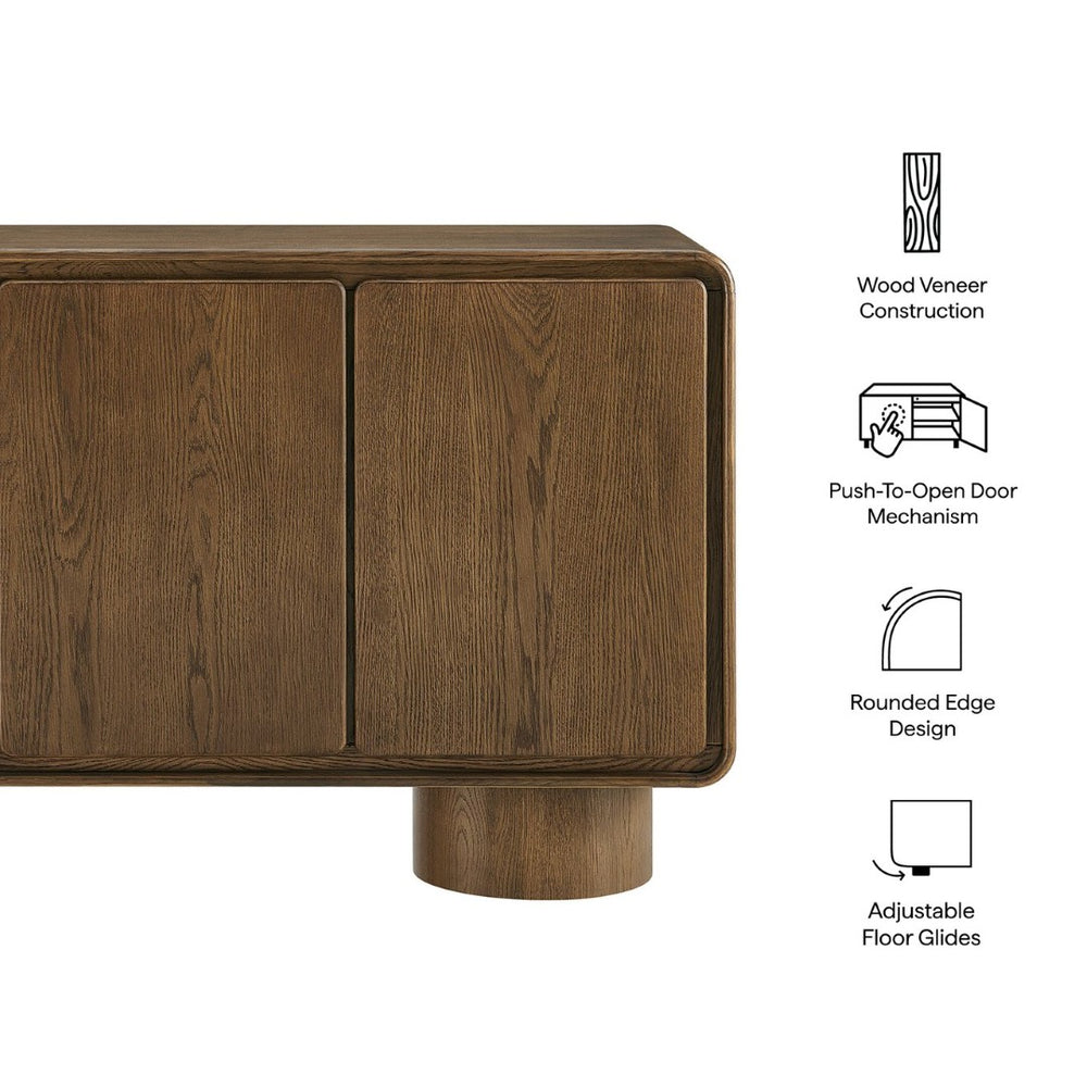 Modway Furniture Lumo Curved Wood Veneer Credenza with Push Open Doors for Modern Living Spaces EEI-7577-WAL