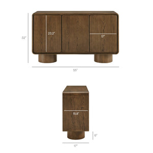 Modway Furniture Lumo Curved Wood Veneer Credenza with Push Open Doors for Modern Living Spaces EEI-7577-WAL