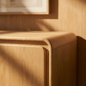 Modway Furniture Lumo Modway Curved Wood Veneer Credenza with Push Open Doors for Modern Living EEI-7578-OAK