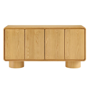 Modway Furniture Lumo Modway Curved Wood Veneer Credenza with Push Open Doors for Modern Living EEI-7578-OAK