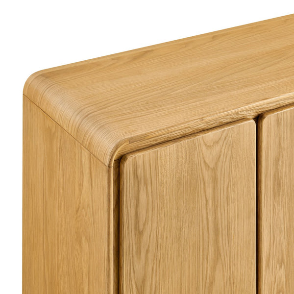 Modway Furniture Lumo Modway Curved Wood Veneer Credenza with Push Open Doors for Modern Living EEI-7578-OAK