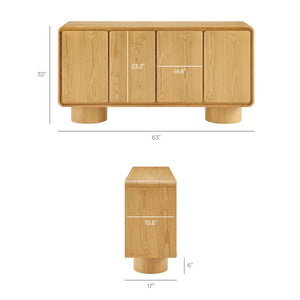 Modway Furniture Lumo Modway Curved Wood Veneer Credenza with Push Open Doors for Modern Living EEI-7578-OAK