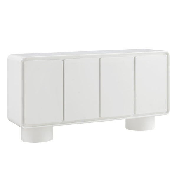 Modway Furniture Lumo Modway Curved Wood Veneer Credenza with Push Open Doors for Modern Living EEI-7579-WHI