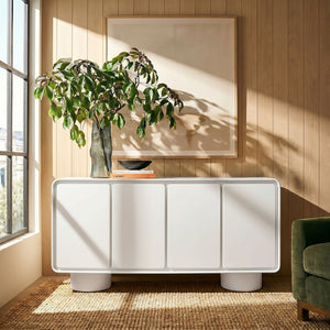 Modway Furniture Lumo Modway Curved Wood Veneer Credenza with Push Open Doors for Modern Living EEI-7579-WHI