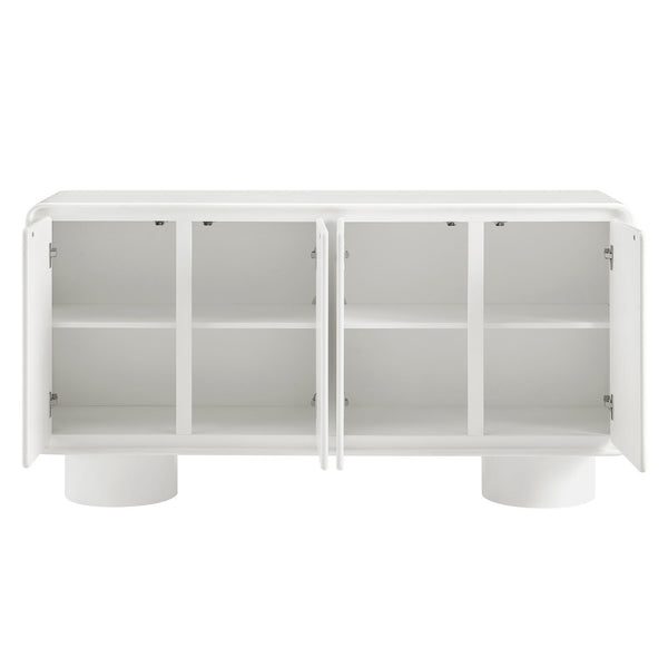 Modway Furniture Lumo Modway Curved Wood Veneer Credenza with Push Open Doors for Modern Living EEI-7579-WHI