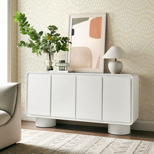 Modway Furniture Lumo Modway Curved Wood Veneer Credenza with Push Open Doors for Modern Living EEI-7579-WHI