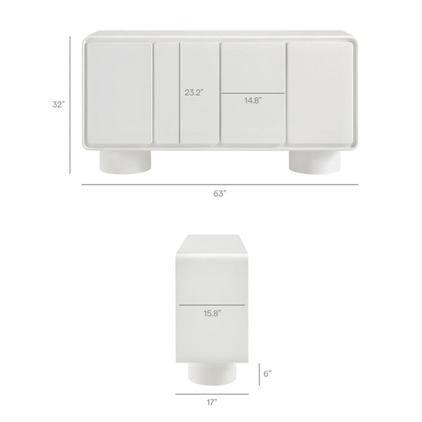 Modway Furniture Lumo Modway Curved Wood Veneer Credenza with Push Open Doors for Modern Living EEI-7579-WHI