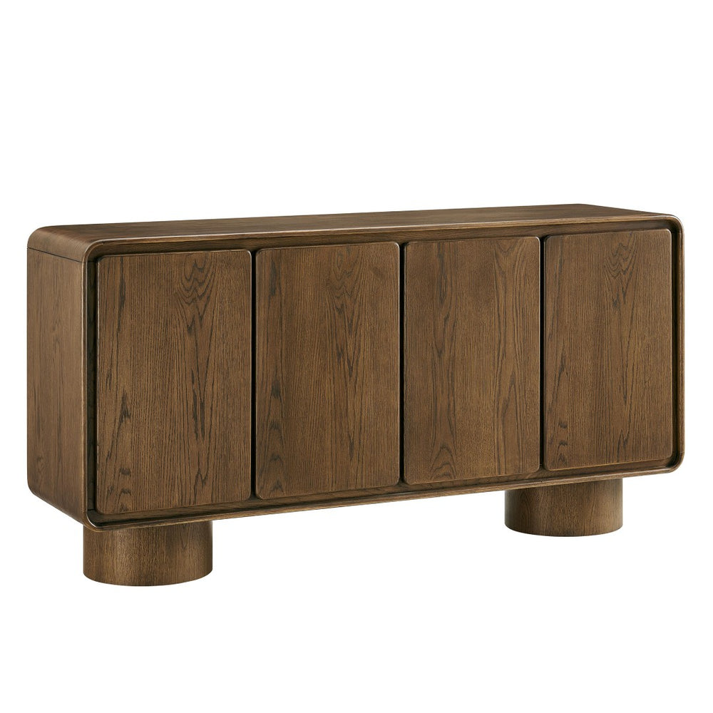Modway Furniture Lumo Sculptural Wood Credenza with Push Open Doors and Pedestal Legs for Living Rooms EEI-7580-WAL