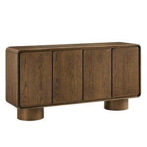 Modway Furniture Lumo Sculptural Wood Credenza with Push Open Doors and Pedestal Legs for Living Rooms EEI-7580-WAL