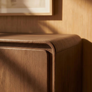 Modway Furniture Lumo Sculptural Wood Credenza with Push Open Doors and Pedestal Legs for Living Rooms EEI-7580-WAL