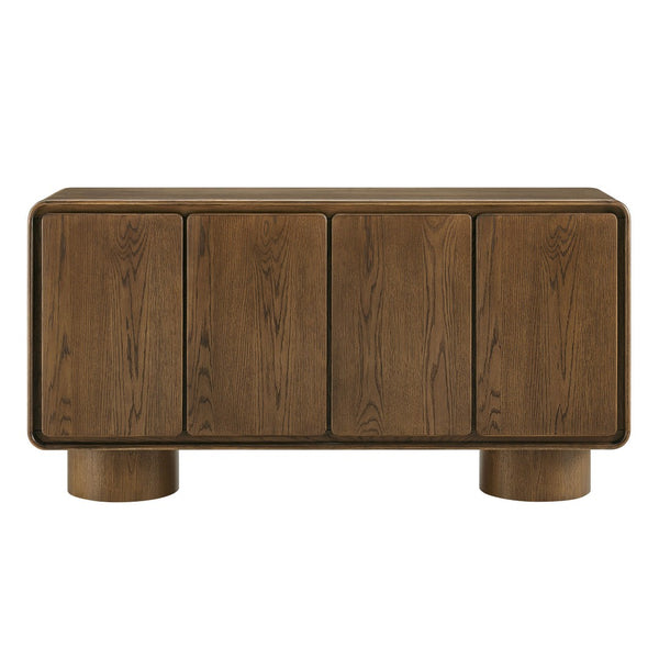Modway Furniture Lumo Sculptural Wood Credenza with Push Open Doors and Pedestal Legs for Living Rooms EEI-7580-WAL