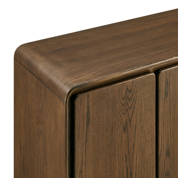 Modway Furniture Lumo Sculptural Wood Credenza with Push Open Doors and Pedestal Legs for Living Rooms EEI-7580-WAL