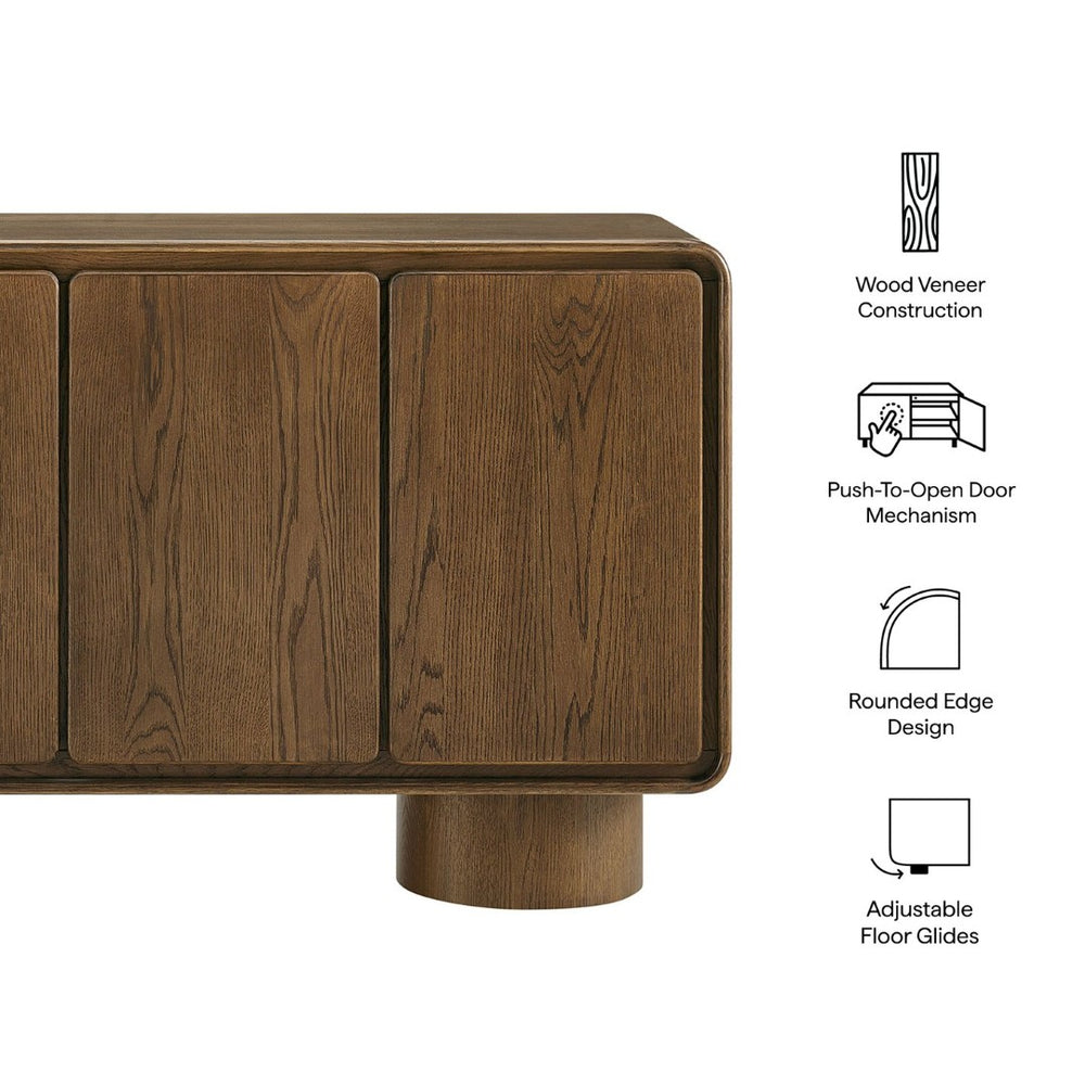Modway Furniture Lumo Sculptural Wood Credenza with Push Open Doors and Pedestal Legs for Living Rooms EEI-7580-WAL