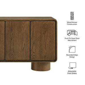 Modway Furniture Lumo Sculptural Wood Credenza with Push Open Doors and Pedestal Legs for Living Rooms EEI-7580-WAL