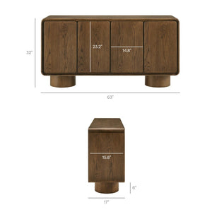 Modway Furniture Lumo Sculptural Wood Credenza with Push Open Doors and Pedestal Legs for Living Rooms EEI-7580-WAL
