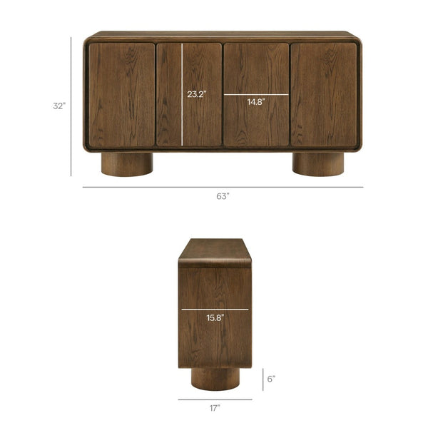 Modway Furniture Lumo Sculptural Wood Credenza with Push Open Doors and Pedestal Legs for Living Rooms EEI-7580-WAL