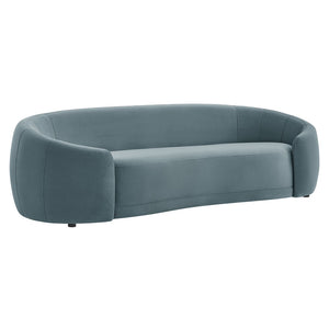 Modway Furniture Contessa Sculptural Curved Velvet Sofa by Modway Tight Back Three Seat Lounge Cadet Blue EEI-7581-CAB