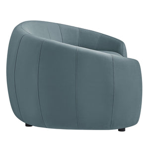 Modway Furniture Contessa Sculptural Curved Velvet Sofa by Modway Tight Back Three Seat Lounge Cadet Blue EEI-7581-CAB