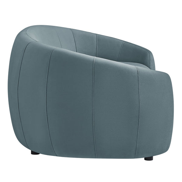 Modway Furniture Contessa Sculptural Curved Velvet Sofa by Modway Tight Back Three Seat Lounge Cadet Blue EEI-7581-CAB