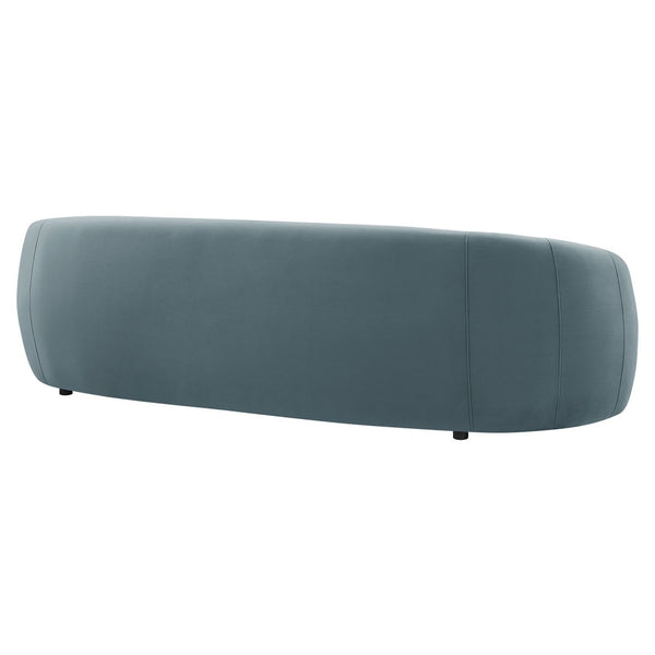 Modway Furniture Contessa Sculptural Curved Velvet Sofa by Modway Tight Back Three Seat Lounge Cadet Blue EEI-7581-CAB