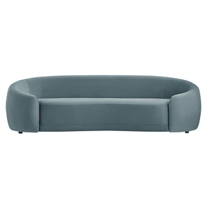 Modway Furniture Contessa Sculptural Curved Velvet Sofa by Modway Tight Back Three Seat Lounge Cadet Blue EEI-7581-CAB