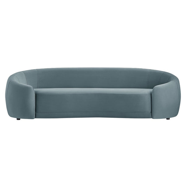 Modway Furniture Contessa Sculptural Curved Velvet Sofa by Modway Tight Back Three Seat Lounge Cadet Blue EEI-7581-CAB