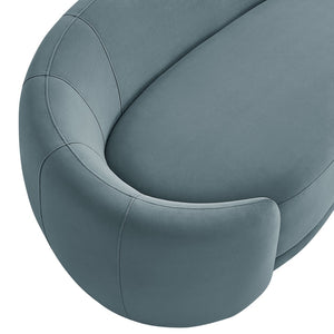 Modway Furniture Contessa Sculptural Curved Velvet Sofa by Modway Tight Back Three Seat Lounge Cadet Blue EEI-7581-CAB