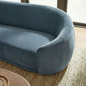 Modway Furniture Contessa Sculptural Curved Velvet Sofa by Modway Tight Back Three Seat Lounge Cadet Blue EEI-7581-CAB