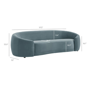 Modway Furniture Contessa Sculptural Curved Velvet Sofa by Modway Tight Back Three Seat Lounge Cadet Blue EEI-7581-CAB