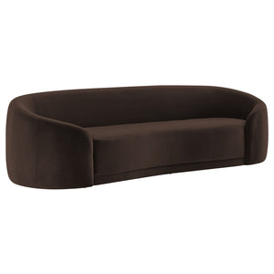 Modway Furniture Contessa Sculptural Curved Velvet Sofa by Modway Tight Back Three Seat Lounge Chocolate Brown EEI-7581-CHB
