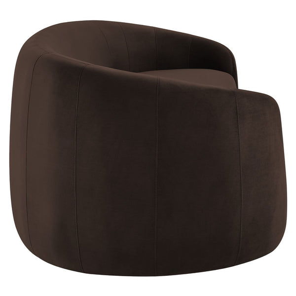 Modway Furniture Contessa Sculptural Curved Velvet Sofa by Modway Tight Back Three Seat Lounge Chocolate Brown EEI-7581-CHB