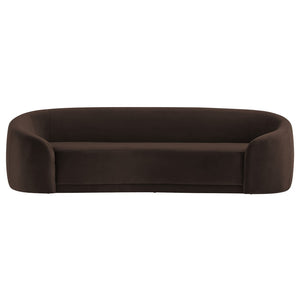 Modway Furniture Contessa Sculptural Curved Velvet Sofa by Modway Tight Back Three Seat Lounge Chocolate Brown EEI-7581-CHB