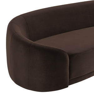 Modway Furniture Contessa Sculptural Curved Velvet Sofa by Modway Tight Back Three Seat Lounge Chocolate Brown EEI-7581-CHB