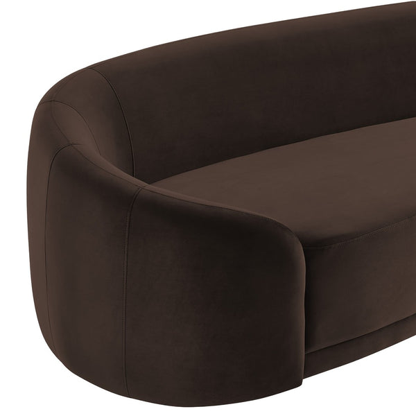 Modway Furniture Contessa Sculptural Curved Velvet Sofa by Modway Tight Back Three Seat Lounge Chocolate Brown EEI-7581-CHB