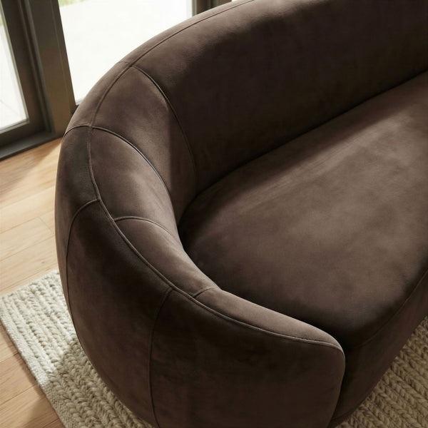 Modway Furniture Contessa Sculptural Curved Velvet Sofa by Modway Tight Back Three Seat Lounge Chocolate Brown EEI-7581-CHB