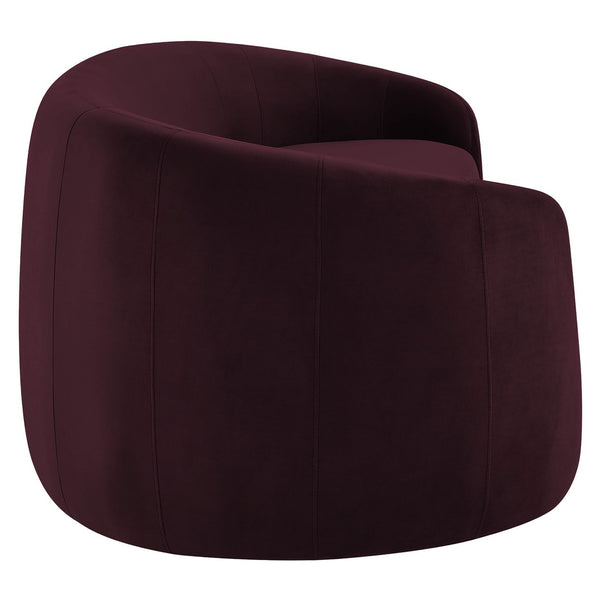 Modway Furniture Contessa Sculptural Curved Velvet Sofa by Modway Tight Back Three Seat Lounge Mulberry EEI-7581-MUL