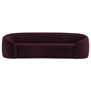 Modway Furniture Contessa Sculptural Curved Velvet Sofa by Modway Tight Back Three Seat Lounge Mulberry EEI-7581-MUL