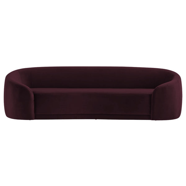Modway Furniture Contessa Sculptural Curved Velvet Sofa by Modway Tight Back Three Seat Lounge Mulberry EEI-7581-MUL