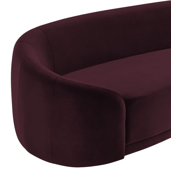 Modway Furniture Contessa Sculptural Curved Velvet Sofa by Modway Tight Back Three Seat Lounge Mulberry EEI-7581-MUL