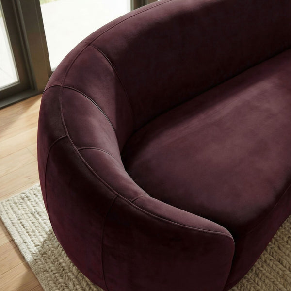 Modway Furniture Contessa Sculptural Curved Velvet Sofa by Modway Tight Back Three Seat Lounge Mulberry EEI-7581-MUL