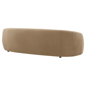 Modway Furniture Contessa Sculptural Curved Velvet Sofa by Modway Tight Back Three Seat Lounge Taupe EEI-7581-TAU