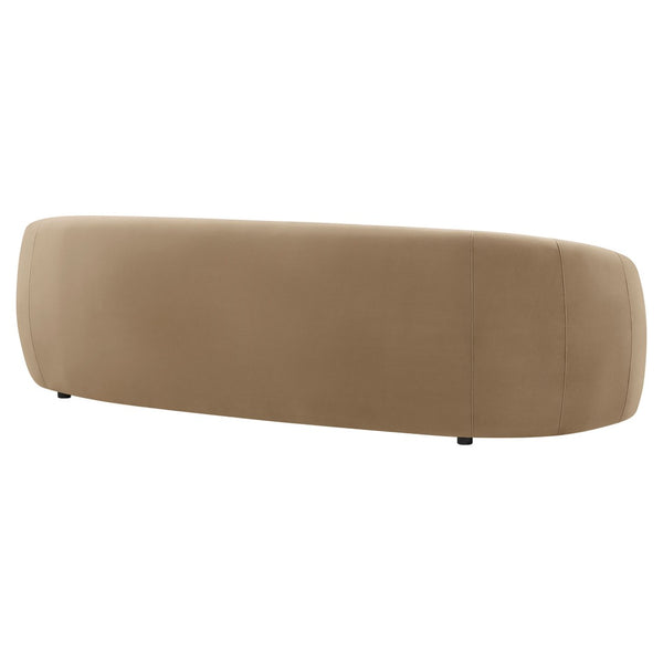 Modway Furniture Contessa Sculptural Curved Velvet Sofa by Modway Tight Back Three Seat Lounge Taupe EEI-7581-TAU